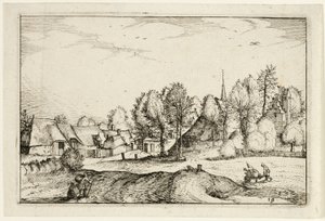 Vägen till en by, plansch nitton efter bilder av gårdar, lanthus och rustika byar (Praediorum villarum et rusticarum casularum icones) av Claes Jansz. Visscher II
