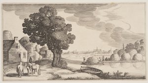 Transport av hö på en flod, från Landscapes (Playsante Lantschappen) av Claes Jansz. Visscher II