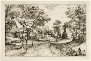 Village Road, plansch fjorton efter Bilder av gårdar, lanthus och rustika byar (Praediorum villarum et rusticarum casularum icones) av Claes Jansz. Visscher II