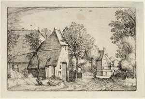 Village Road, plansch tre efter Bilder av gårdar, lanthus och rustika byar (Praediorum villarum et rusticarum casularum icones) av Claes Jansz. Visscher II