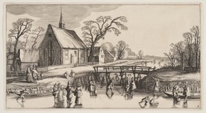 Vinterlandskap, från Landskap (Playsante Lantschappen) av Claes Jansz. Visscher II