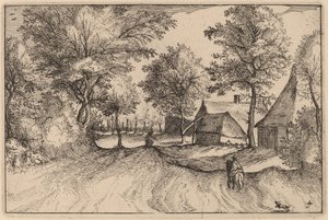 Village Road av Claes Jansz Visscher after Johannes van Doetechum, the Elder after Lucas