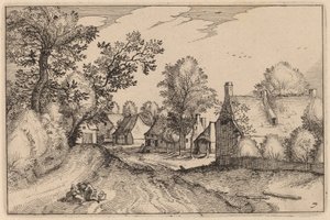 Village Road av Claes Jansz Visscher after Johannes van Doetechum, the Elder after Lucas