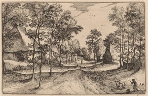Village Road av Claes Jansz Visscher after Johannes van Doetechum, the Elder after Lucas