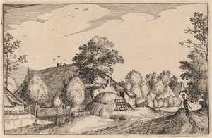 Village Road av Claes Jansz Visscher after Lucas van Doetechum after Master of the Small Landscapes after Johannes