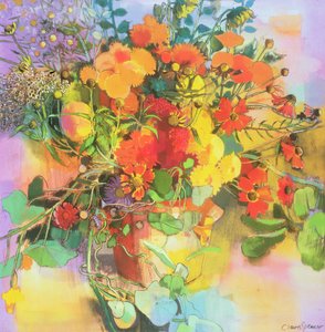 Höstblommor (pastell och wc på papper)
