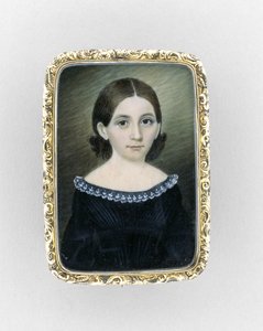 Portrait of a Girl, ca 1845 (akvarell på elfenben, förgylld och glas) av Clarissa Peters