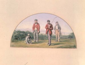Oljestudie för framsidan av R. Clarks "Golf - A Royal & Ancient Game" av Clark Stanton