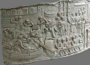 De romerska galärerna. Reliefdetalj av Trajans kolumn, 1:a-2:a århundradet