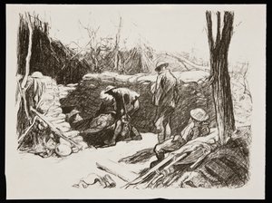 "Avancerad dressing station i Frankrike", 1917 av Claude Allin Shepperson