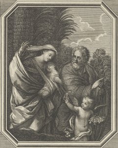 Flygningen till Egypten, den heliga familjen som vandrar med den unge Johannes Döparen, tre..., ca. 1720-86.