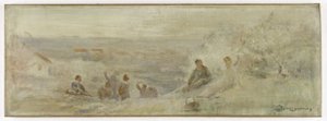 Skiss till stadshuset i Montreuil-sous-Bois: Landskap - vila under träden, 1892 (olja på duk) av Claude Charles Bourgonnier