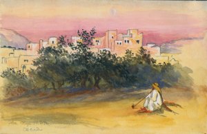 Jeba Village, 1872 (wc och penna på papper) av Claude Conder