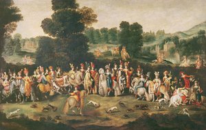 Hertiginnan av Lorraine Hunting av Claude Deruet