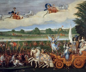 De fyra elementen. Jorden (Detalj till höger). Olja på duk. Mått: 4,22 x 1,14m. Målning av Claude Deruet (1588-1662)