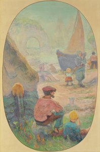 Fiskare vid Etretat; Fiskare i Etretat