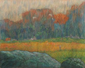 Landskap med figur och hus av Claude Emile Schuffenecker