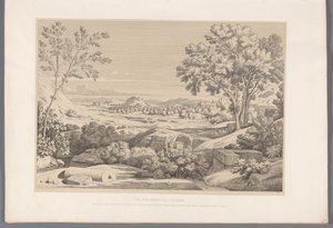 Gezicht op de oever van de rivier Ilisos Vy över kanterna på ilissus. (titel på objekt) Utsikt över de mest kända platserna i det antika Grekland (...) (serietitel) av Claude Félix Théodore Caruelle d