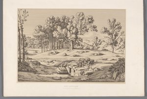 Landschap met gezicht op de berg Pentelikon Mount Pentelic (titel på objekt) Utsikt över de mest kända platserna i det antika Grekland (...) (serietitel) av Claude Félix Théodore Caruelle d