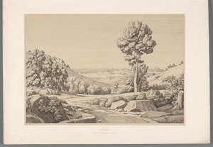 Landschap met weg Attica (titel på objekt) Utsikt över de mest kända platserna i det antika Grekland (...) (serietitel) av Claude Félix Théodore Caruelle d