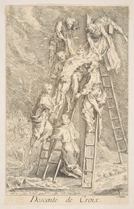 Nedstigning från korset.n.d. Skapare: Claude Gillot, Jacques Gabriel Huquier.
