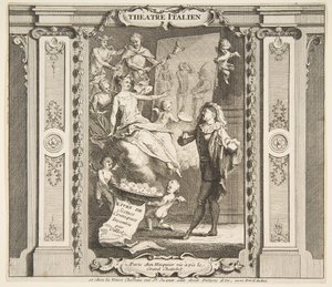 Frontispice till Teater Italien.n.d. Skapare: Claude Gillot, Jacques Gabriel Huquier.