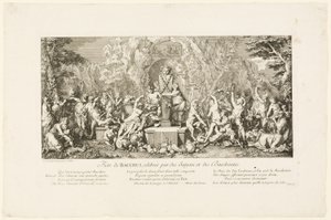Bacchusfestivalen firad av satyrer och bacchanter av Claude Gillot