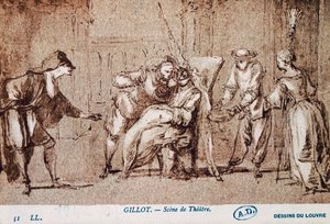 Teaterföreställning, teckning av Claude Gillot (1673-1722). Frankrike av Claude Gillot