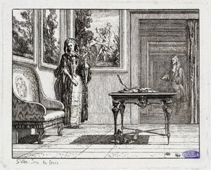 Vignetter till La Mottes fabler. Syrsorna (Bok II, fabel 19) av Claude Gillot