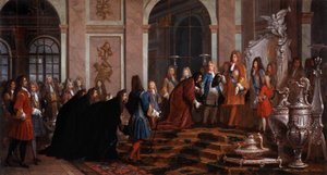 Reparation gjord till kung Ludvig XIV av Doge of Genes 1600-talet (målning)