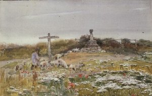 Vid vägskälet (akvarell på papper)