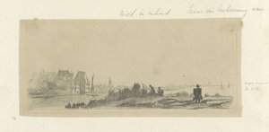 Landskap med kanal, sportfiskare och mjölkman Recueil de quatre-vingt-cinq estampes originales (serietitel) av Claude Henri Watelet (possibly)