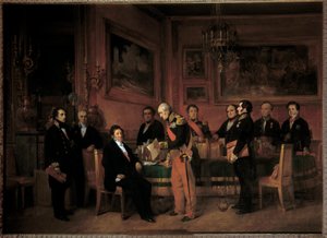 Ministerrådet vid Palais des Tuileries presenterar Marechal Soult för Louis Philippe I (1773-1850) regentskapslagen den 15 augusti