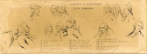 Huvudfigurer från "Voltaire på läsesalen på Procope"