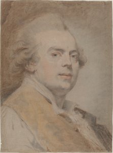 Självporträtt, ca 1780 (röda och svarta krita och pastell på papper) av Claude Jean Baptiste Hoin