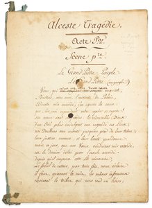 Manuskript av "Alceste" av Claude-Joseph Dorat