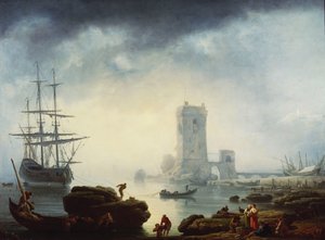 A Mediterranean Harbour Scene: Morning, 1745