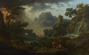 Ett bergslandskap med en annalkande storm av Claude Joseph Vernet