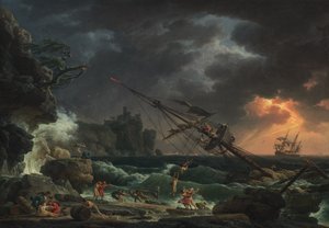 Ett skeppsbrott i stormigt hav (Tempete) av Claude Joseph Vernet
