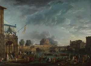 En idrottstävling på Tibern i Rom, 1750 av Claude Joseph Vernet