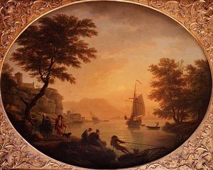 Dag - En italiensk klippvik med fiskare av Claude Joseph Vernet