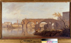 Le Ponte Rotto en Rom-målning av Joseph Vernet (1714-1789) 1700-talets sön. 0,4x0,77 m . av Claude Joseph Vernet