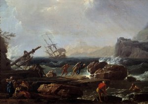 Scen för skeppsbrott Målning av Joseph Vernet (1714-1789) Montpellier från 1700-talet, Musee Fabre av Claude Joseph Vernet