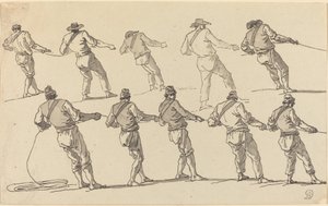 Tio män som drar i rep av Claude Joseph Vernet