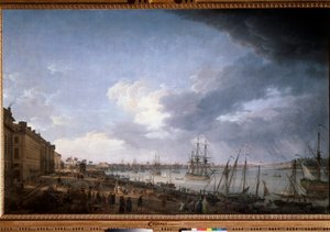 Bordeaux hamn Målning av Joseph Vernet (1714-1789) 1700-talets Paris, Musee de la Marine av Claude Joseph Vernet