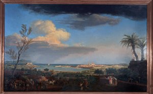 Hamnen i Antibes i Provence sett från jordens kust av Claude Joseph Vernet