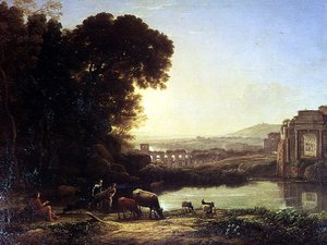 Boskap och getter som dricker vid en ruin av Claude Lorrain