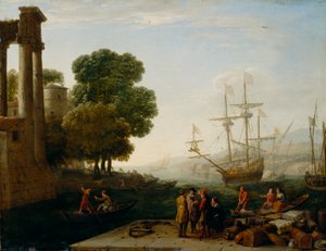 En hamnstad vid solnedgången av Claude Lorrain