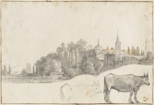 En vy utanför Piazza del Popolo i Rom, 1640-41 av Claude Lorrain