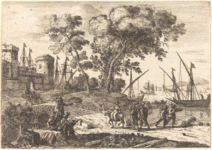 Kustscen med en artist (Le dessinateur) av Claude Lorrain